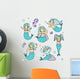 Kawaii Mermaid Characters Wall Decal Sticker Set