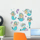Kawaii Mermaid Characters Wall Decal Sticker Set