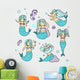 Kawaii Mermaid Characters Wall Decal Sticker Set