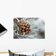Close-Up Image Of Frost-Covered Pine Cone On Branch In Winter Wall Mural