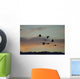 Flock Of Flying Sandhill Cranes At Sunset Wall Mural