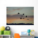 Flock Of Flying Sandhill Cranes At Sunset Wall Mural