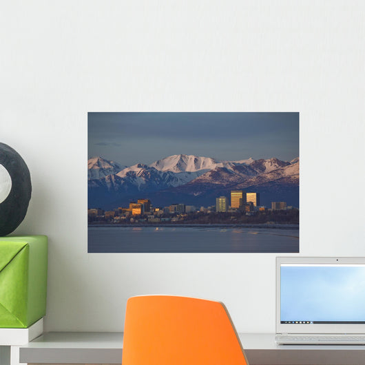 Downtown Anchorage Skyline, Spring, Southcentral Alaska Wall Mural