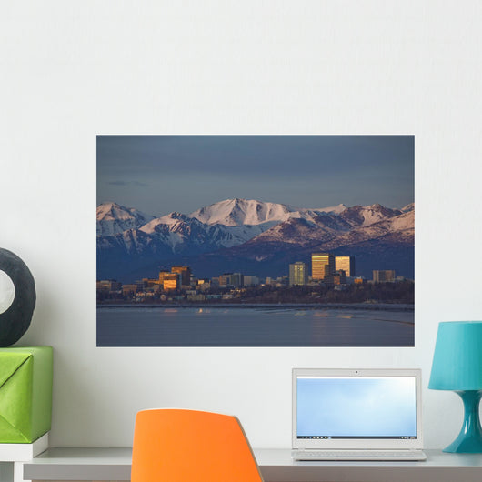 Downtown Anchorage Skyline, Spring, Southcentral Alaska Wall Mural