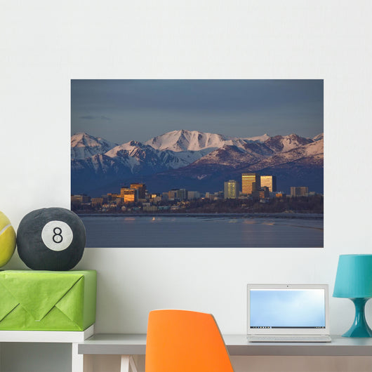 Downtown Anchorage Skyline, Spring, Southcentral Alaska Wall Mural