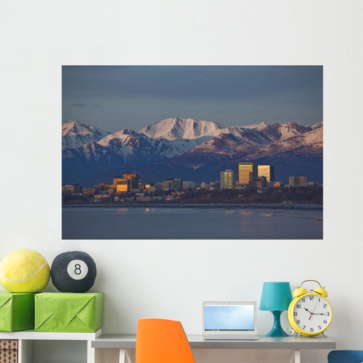 Downtown Anchorage Skyline, Spring, Southcentral Alaska Wall Mural