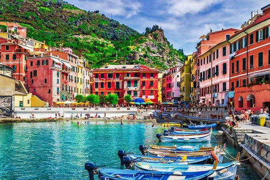 Boats and Old Vernazza Wall Decal