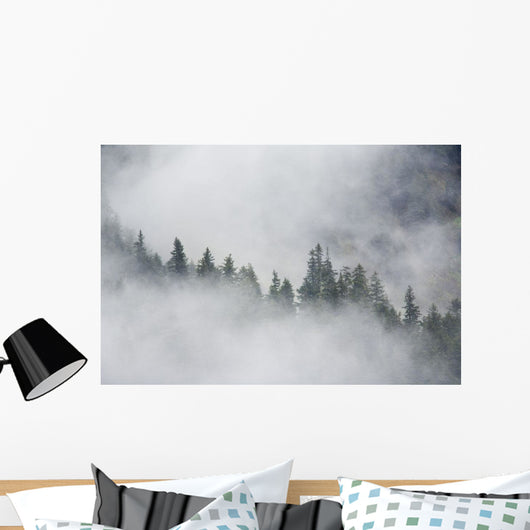 Fog Rises Among The Trees Wall Mural