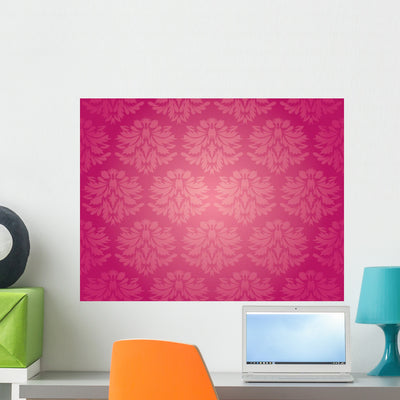 Seamless Damask Wallpaper Wall Decal Design 4 shown on a wall