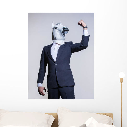 Man Suit and Horse Power Pose Wall Decal