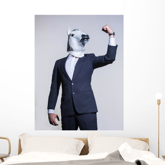 Man Suit and Horse Power Pose Wall Decal