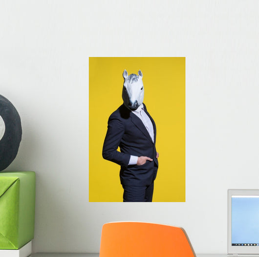 Man Suit and Horse Dramatic Turn Wall Decal