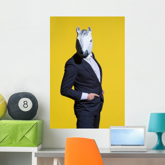 Man Suit and Horse Dramatic Turn Wall Decal