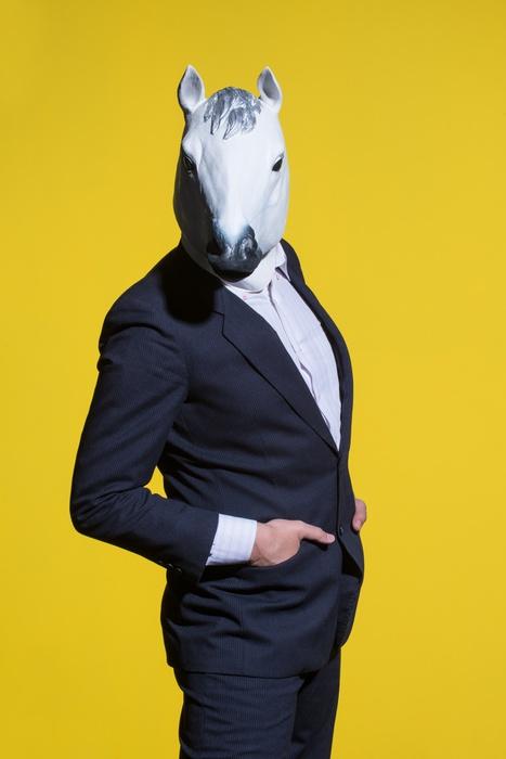 Man Suit and Horse Dramatic Turn Wall Decal