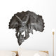 Skull Dinosaur Triceratops White Front View Wall Decal