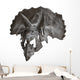 Skull Dinosaur Triceratops White Front View Wall Decal
