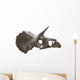 Skull Dinosaur Triceratops White Right View Wall Decal
