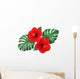 Red Tropical Hibiscus Flowers Wall Decal