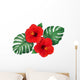 Red Tropical Hibiscus Flowers Wall Decal