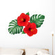 Red Tropical Hibiscus Flowers Wall Decal