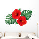 Red Tropical Hibiscus Flowers Wall Decal