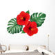 Red Tropical Hibiscus Flowers Wall Decal