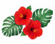 Red Tropical Hibiscus Flowers Wall Decal