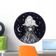 Hand Drawn Volcano in Circle Frame Wall Decal