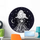 Hand Drawn Volcano in Circle Frame Wall Decal