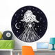 Hand Drawn Volcano in Circle Frame Wall Decal
