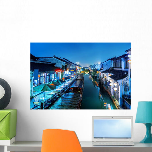 Suzhou Ancient Town Night Wall Decal