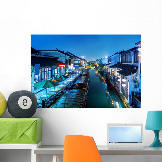 Suzhou Ancient Town Night Wall Decal