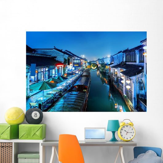 Suzhou Ancient Town Night Wall Decal