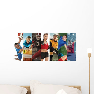 Sport Collage about Soccer Wall Decal shown on a wall