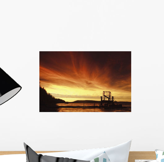 A Fish Wheel Spins During An Early Morning Sunrise On The Tanana River Wall Mural