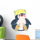 Cartoon Penguin with Bear Hat Wall Decal