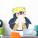 Cartoon Penguin with Bear Hat Wall Decal