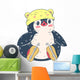 Cartoon Penguin with Bear Hat Wall Decal