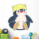Cartoon Penguin with Bear Hat Wall Decal