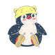 Cartoon Penguin with Bear Hat Wall Decal