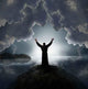 Man Holding Arms up Wall Decal
