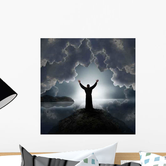 Man Holding Arms up Wall Decal