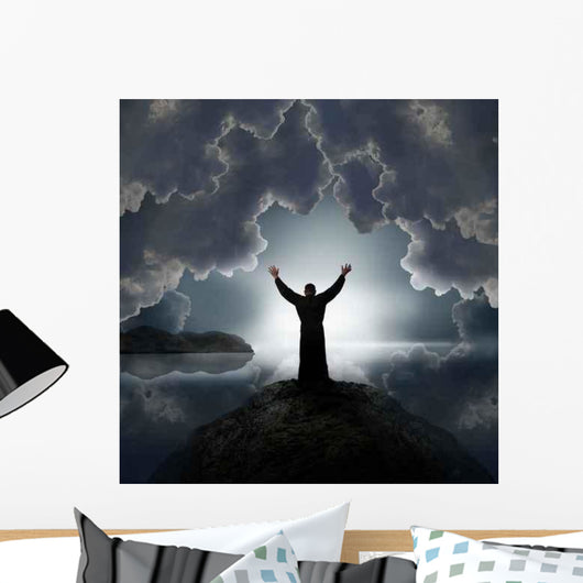 Man Holding Arms up Wall Decal