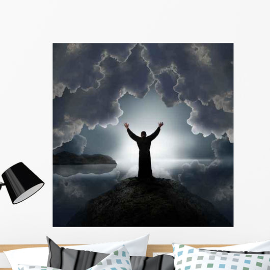 Man Holding Arms up Wall Decal