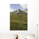 Scenic Of High Rugged Mountain Peaks And Green Tundra Hillside Wall Mural