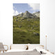 Scenic Of High Rugged Mountain Peaks And Green Tundra Hillside Wall Mural