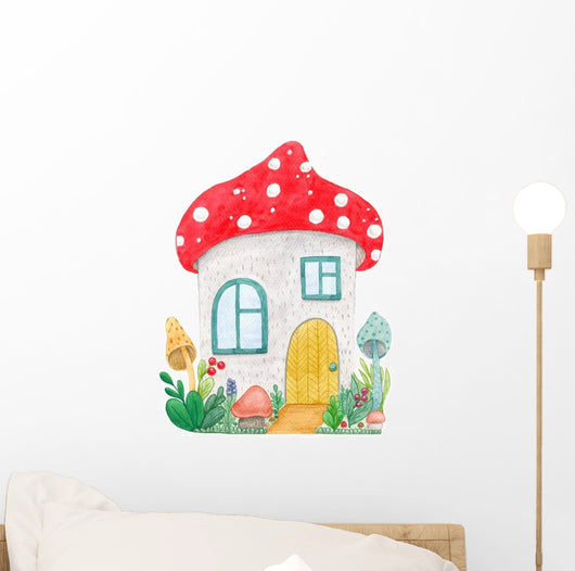 Cute Little Mushroom House Wall Decal
