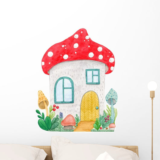 Cute Little Mushroom House Wall Decal