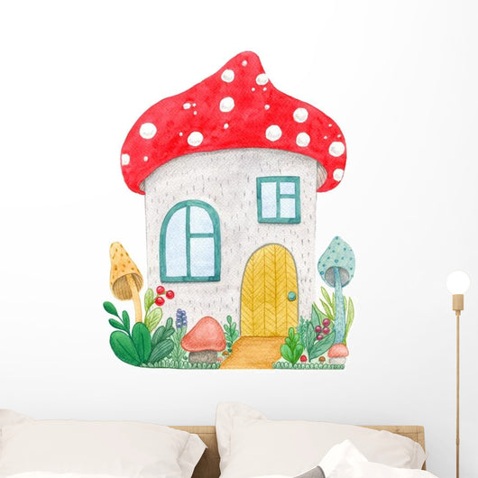 Cute Little Mushroom House Wall Decal