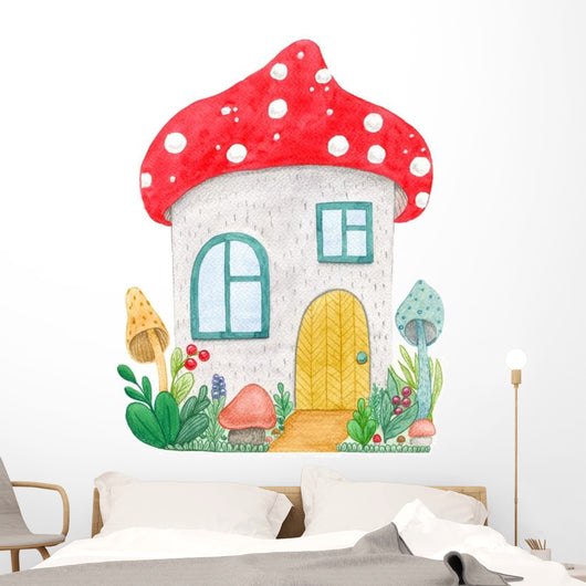 Cute Little Mushroom House Wall Decal